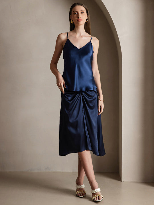 Heidi-Mode | V-Ausschnitt Reine Seide Spaghettiträger Camisole Top
