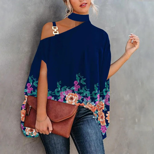 Heidi Mode | Bedrucktes Oberteil mit diagonalem Ausschnitt