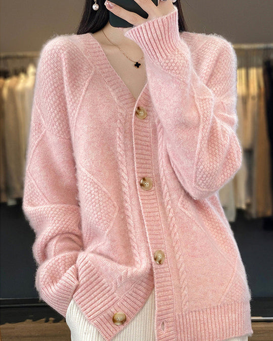 Eleganter Button-down Rosa Pullover