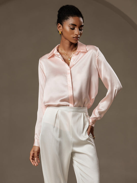 Heidi-Mode | Damen Klassische Seide Langarmshirt