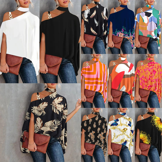 Heidi Mode | Bedrucktes Oberteil mit diagonalem Ausschnitt