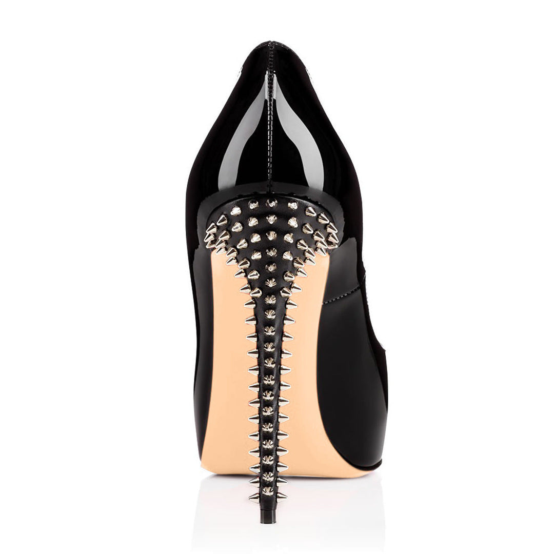 Heidi-Mode | Damen Stilvolle Plattform Nieten High Heelschuhe