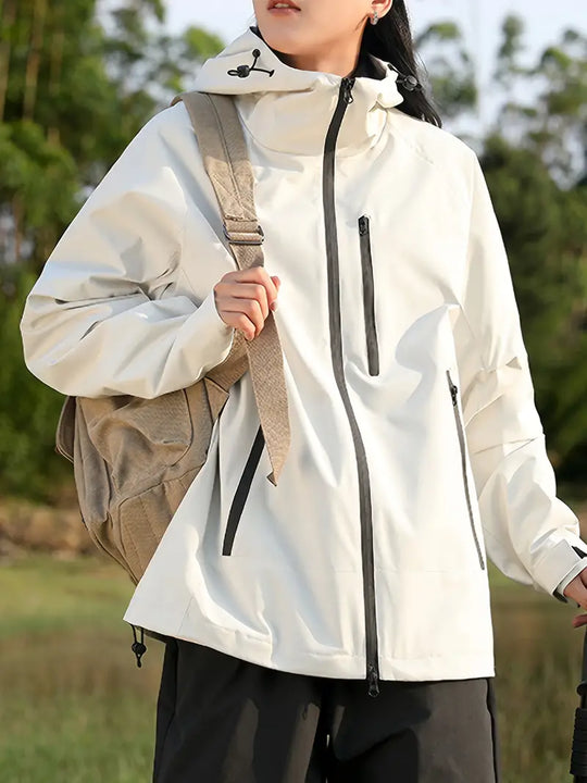 Heidi-Mode - Wasser- und winddichte Damenregenjacke mit Kapuze und Taschen