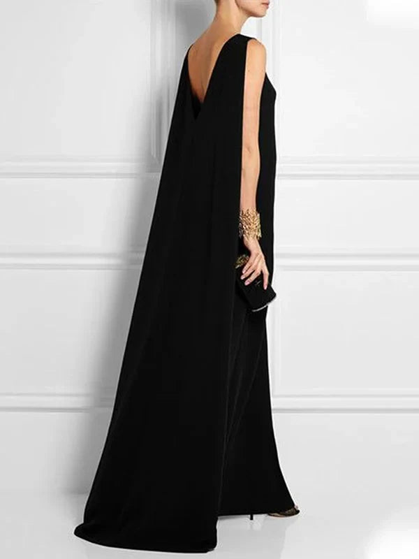 lockeres, einfaches, einfarbiges, ärmelloses, ärmelloses, V-Rücken, lockeres langes Kleid