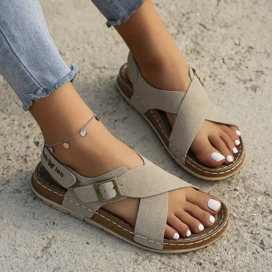 Heidi-Mode | Kreuzen Sie Riemen Plattform Weiche Sohle Sandalen
