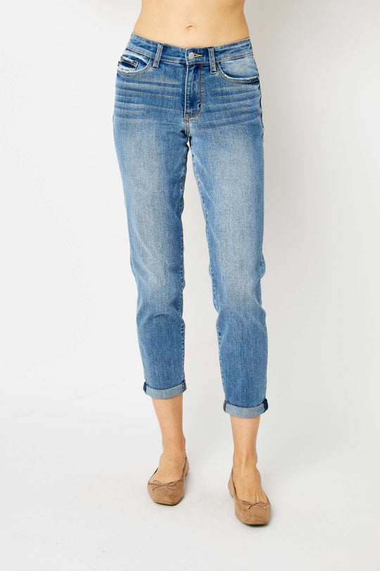 Heidi-Mode | Judy Blue Vollgröße Umschlag Saum Slim Jeans