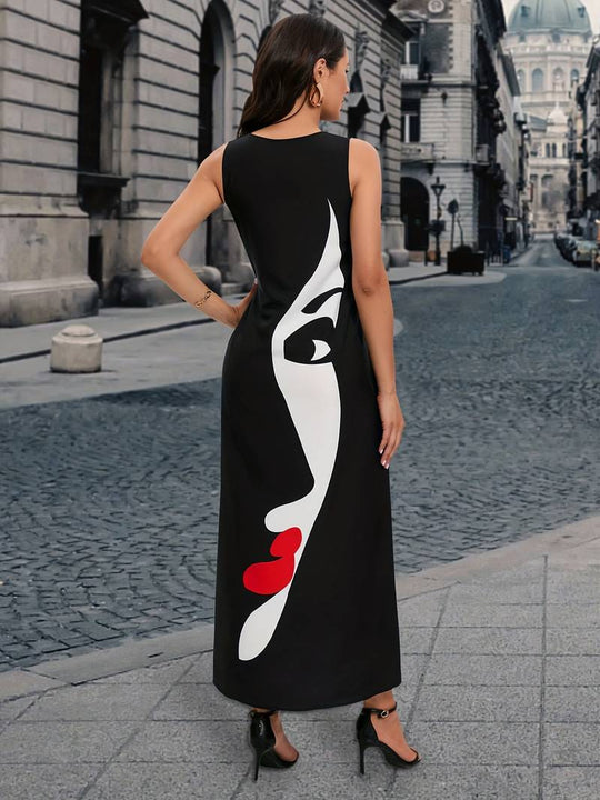 Figur Gesicht Druck Kleid