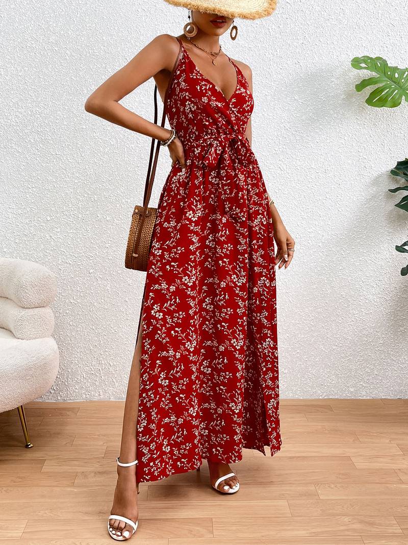 Heidi – Florales Cami-Kleid Mit Seitenschlitzen