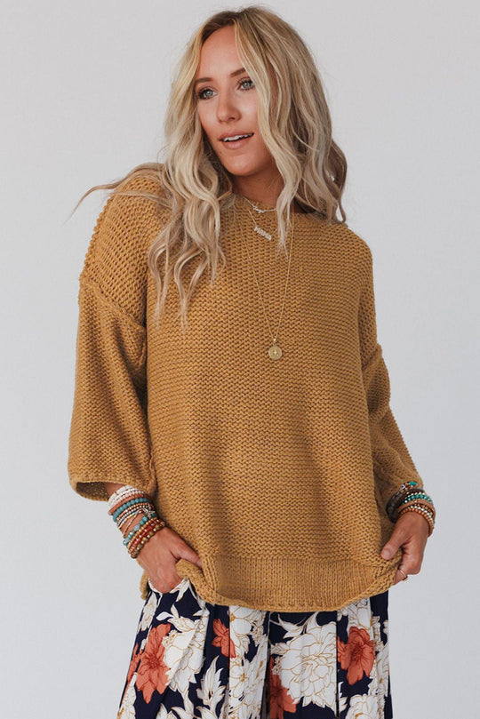 Slouchy Textured Knit Loose Pullover