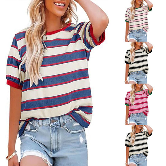 Heidi Mode | Gestreiftes T-Shirt mit Rundhalsausschnitt für Damen