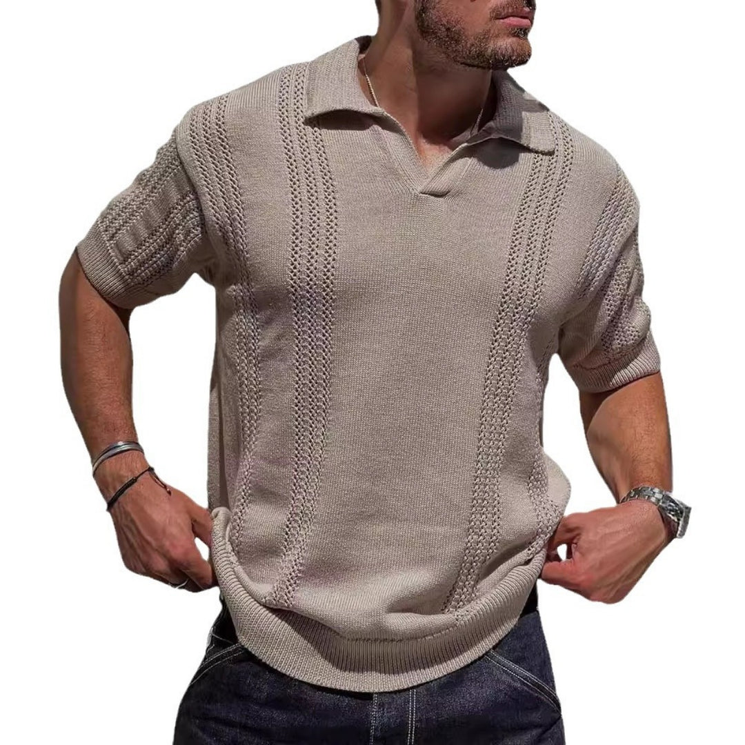 Heidi Mode | Hohles POLO-Shirt mit V-Ausschnitt