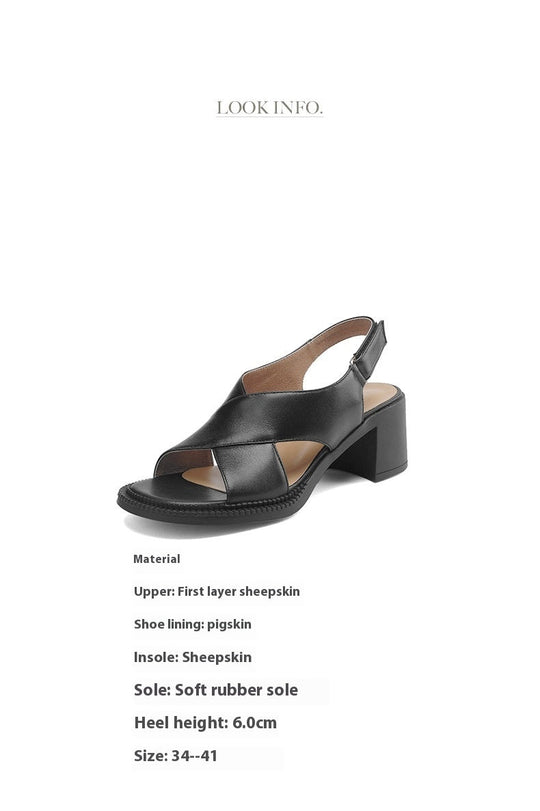 Heidi-Mode | Mid Heel Plus Size 40 41 Breite Riemen Offene Zehe Retro Sandalen