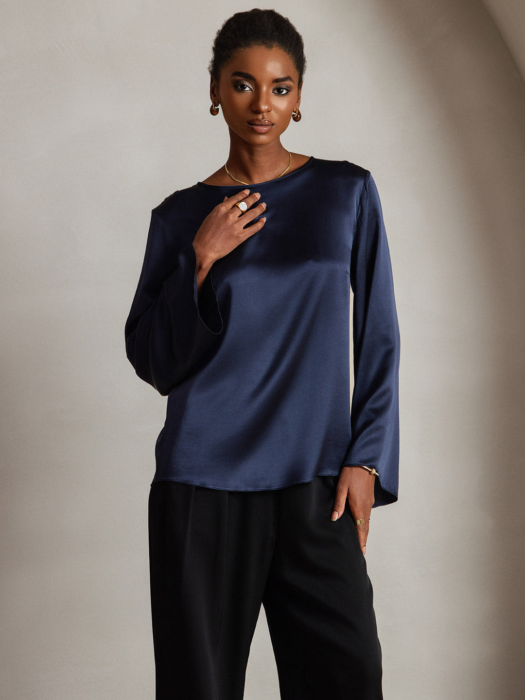 Heidi-Mode | Seiden Langarm Bluse