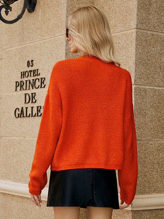 Heidi-Mode | Gefallene Schulter Knopfleiste Cardigan