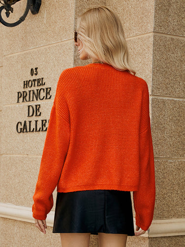 Heidi-Mode | Gefallene Schulter Knopfleiste Cardigan