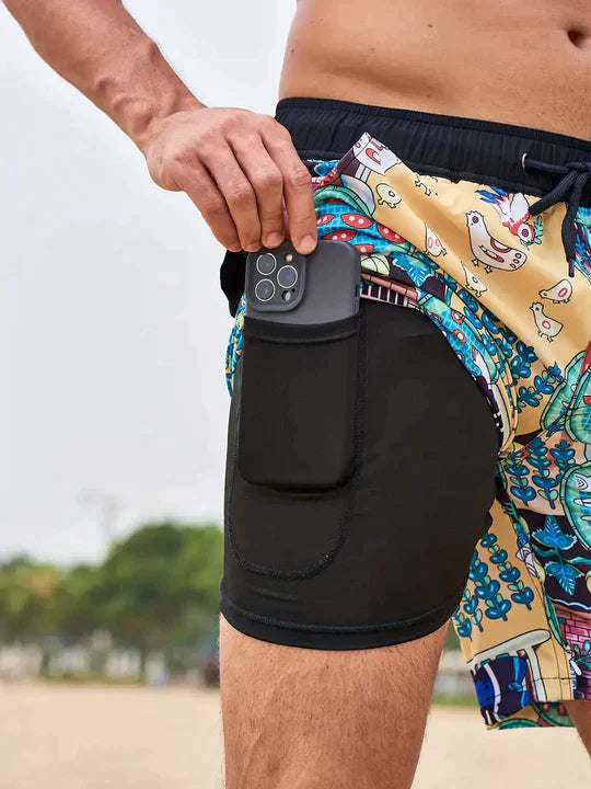 Heidi-Mode | Schwarze Flamingo Aquaflex Badeshorts