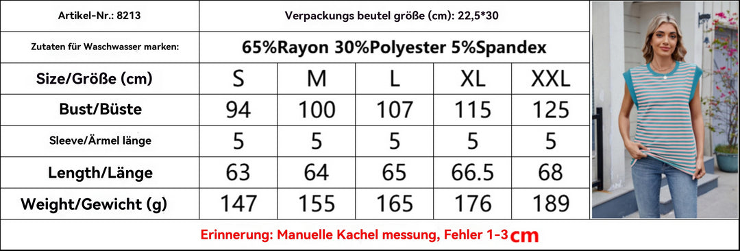 Heidi Mode | Gestreifte kontrastierende kurze Ärmel