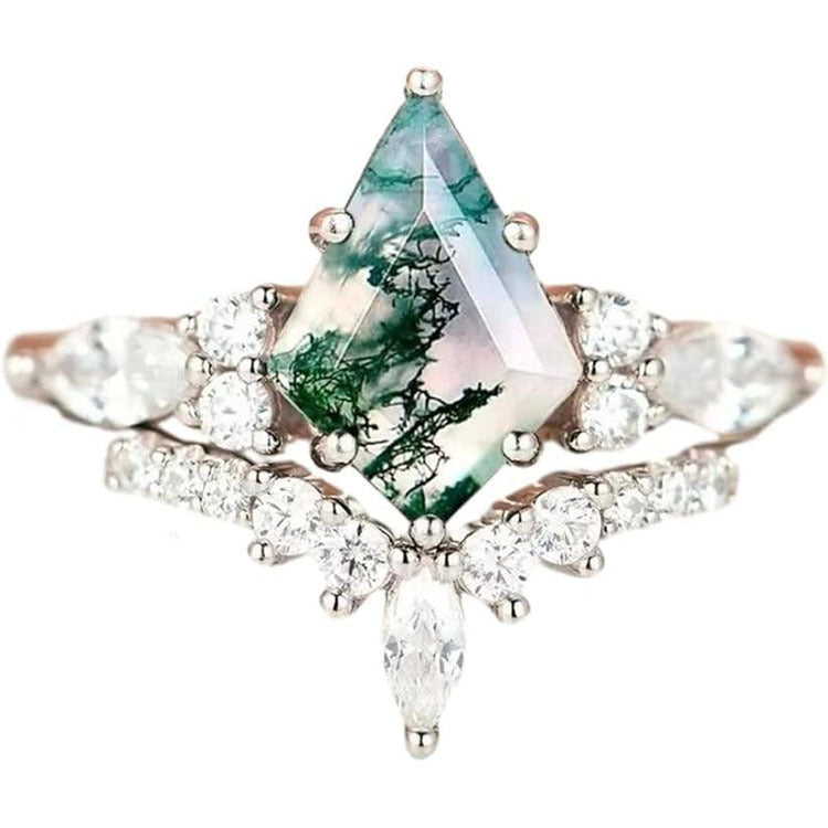Grüner Moosachat Ring