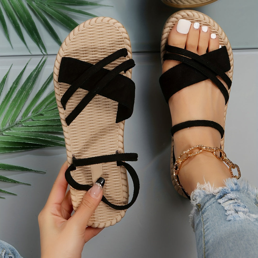 Heidi-Mode | Damen Flache Sandalen mit Offenen Zehen und Rutschfester Riemen