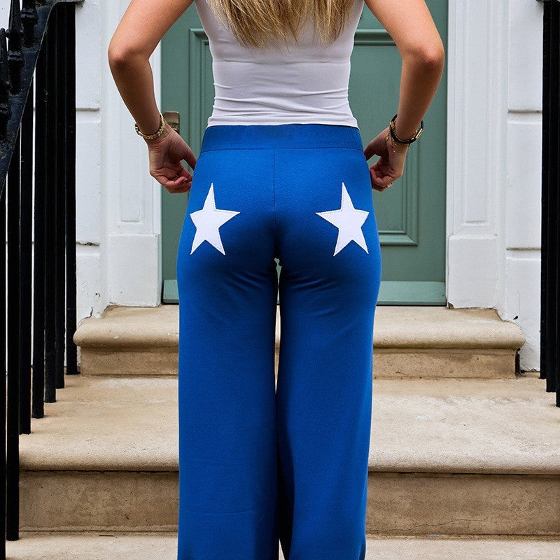 Heidi-Mode | Jogginghose mit Weitem Bein und Sternenprint für Damen