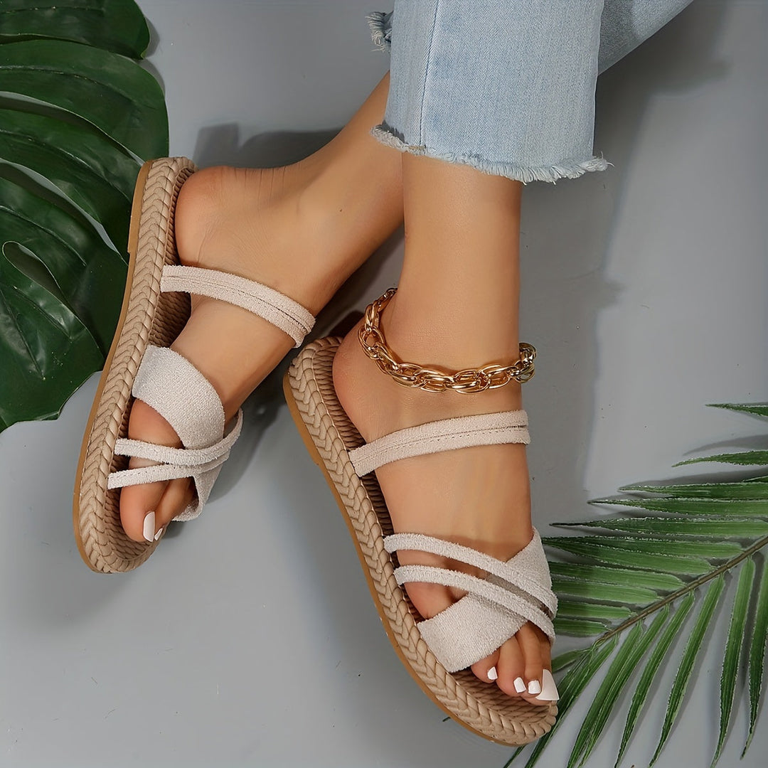 Heidi-Mode | Damen Flache Sandalen mit Offenen Zehen und Rutschfester Riemen