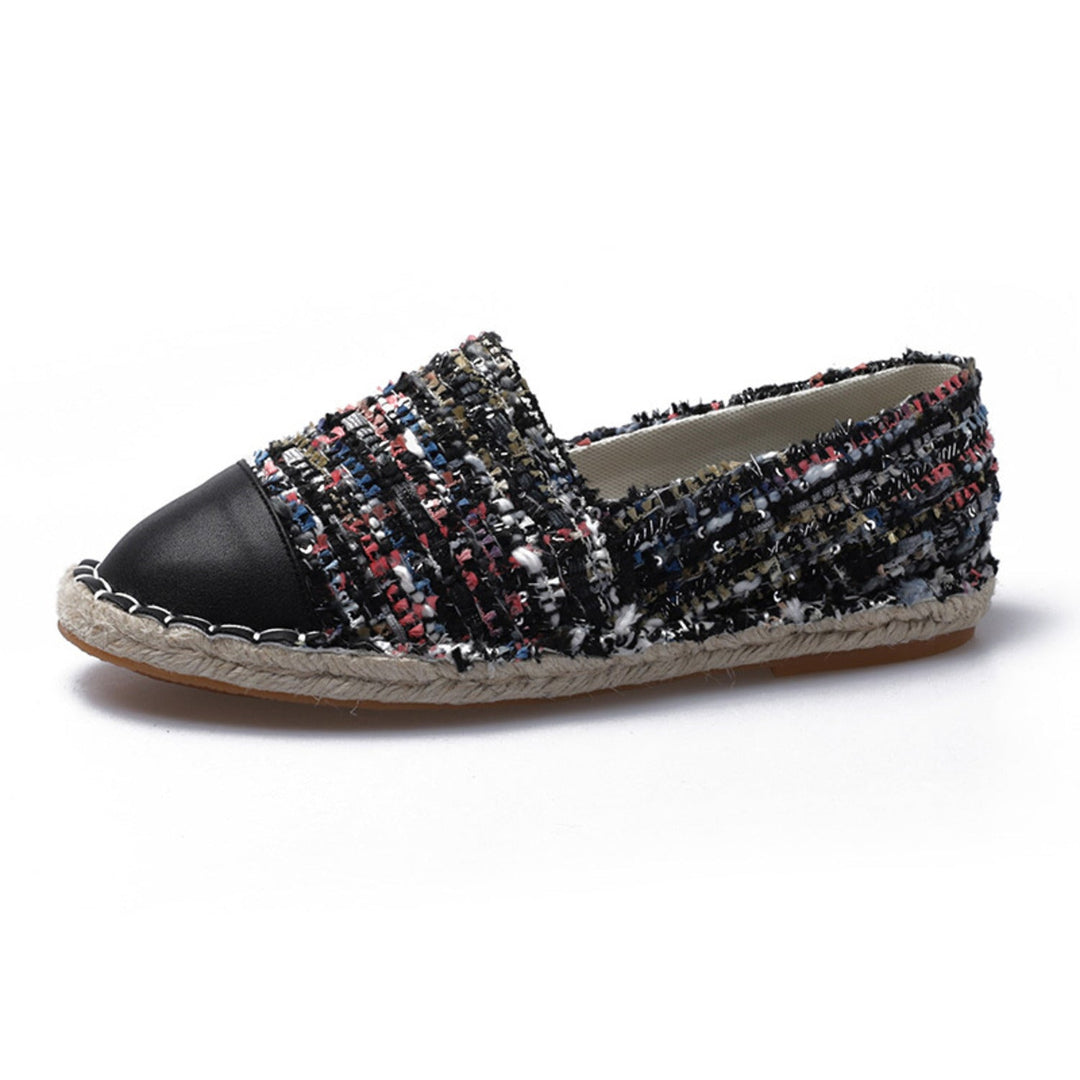 Heidi-Mode | Flache Canvas Espadrilles mit Leder Patch