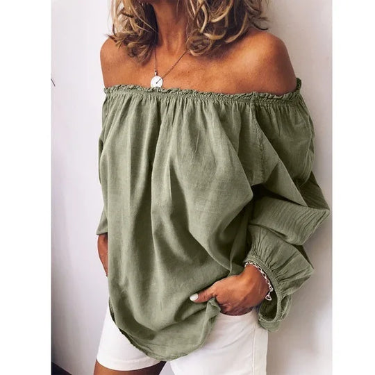 Heidi-Mode | Off Shoulder Bluse mit Eleganten Ballonärmeln