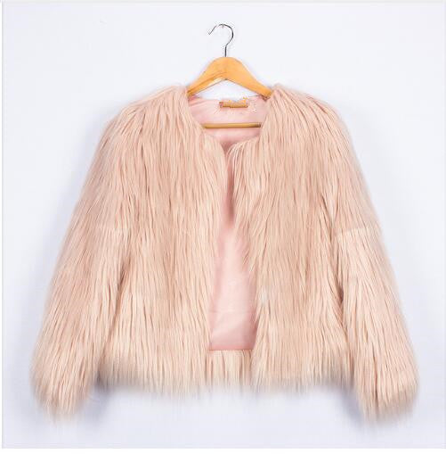 Damen Flauschige Kunstfelljacke mit voluminösem Schnitt und elegantem Kragen Heidi-Mode