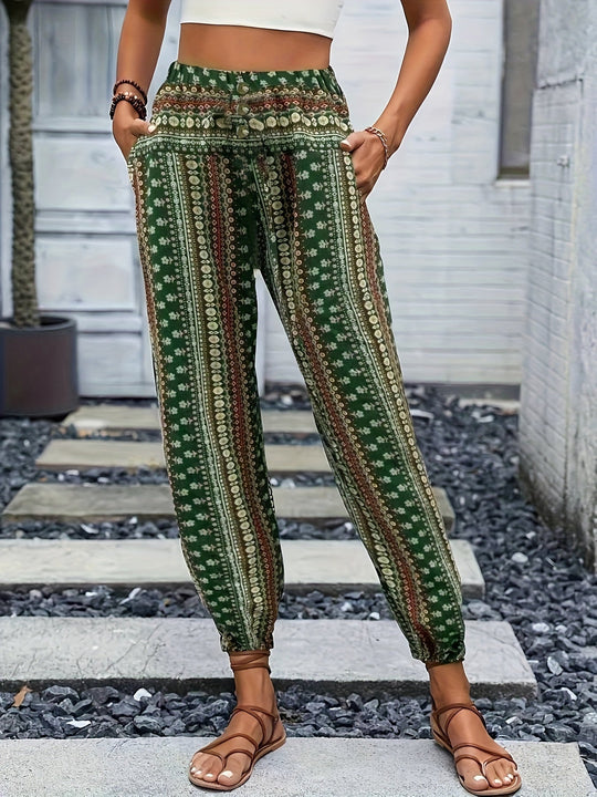 Heidi-Mode | Hohe Taille Druckhose Instant Boho Vibe