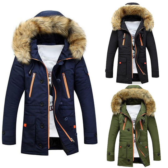 Herren Winterparka mit abnehmbarer Kapuze und praktischem Taschen-Design Heidi-Mode