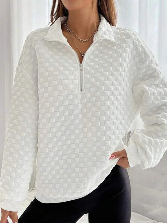 Heidi-Mode | Trendy Stilvolle V-Ausschnitt Zip-Up Pullover