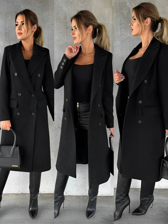 Heidi-Mode | Zweireihiger Langer Wollmantel
