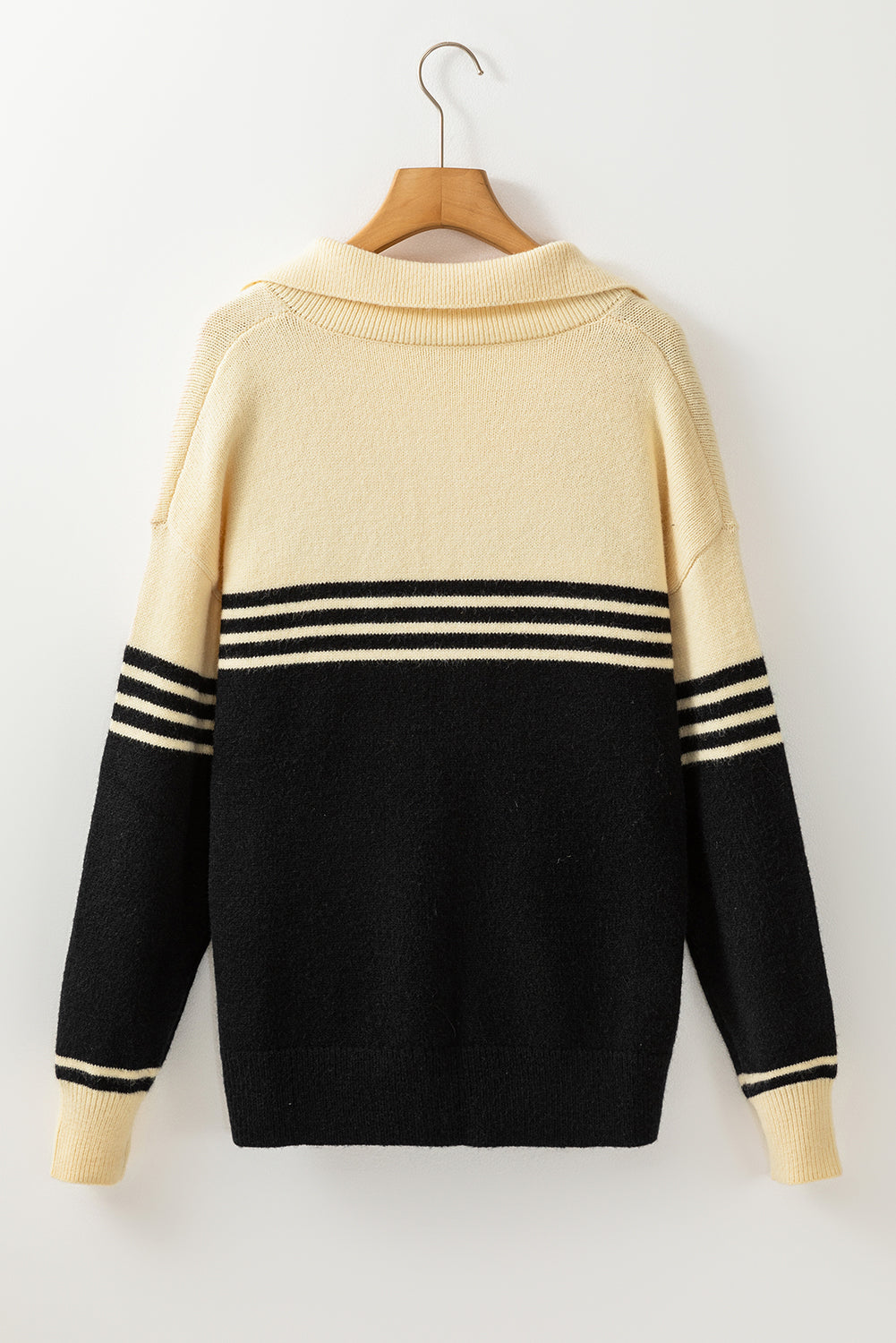 Colorblock Streifen Pullover Mit V-Ausschnitt