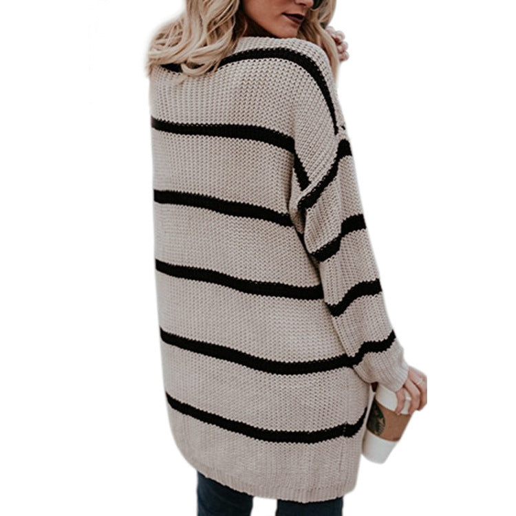 Damen Oversized Strickpullover mit modernem Streifenmuster und lässigem Schnitt Heidi-Mode