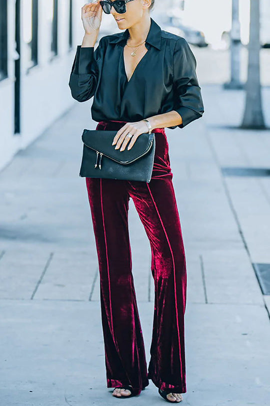 Heidi-Mode | Munter Velours Nahtlose Flare Hosen
