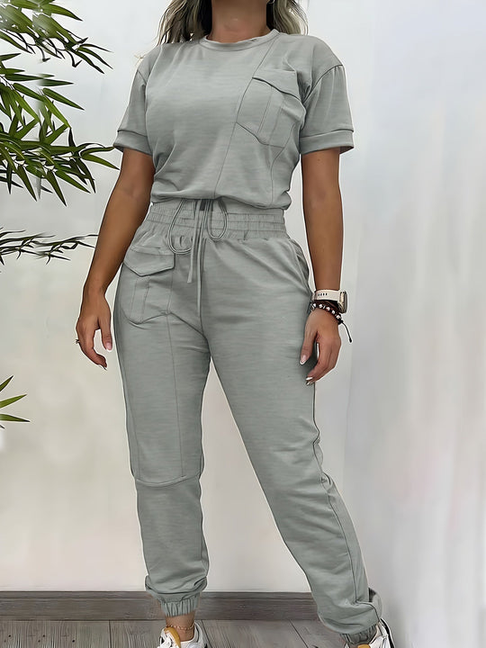 Heidi-Mode - Lässiges Herbst Zweiteiliges Jogger und Top Set für Frauen