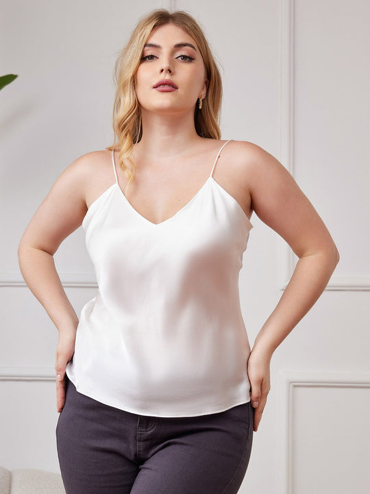 Heidi-Mode | Damen Plus Size Seide Spaghetti-Träger Camisole Top