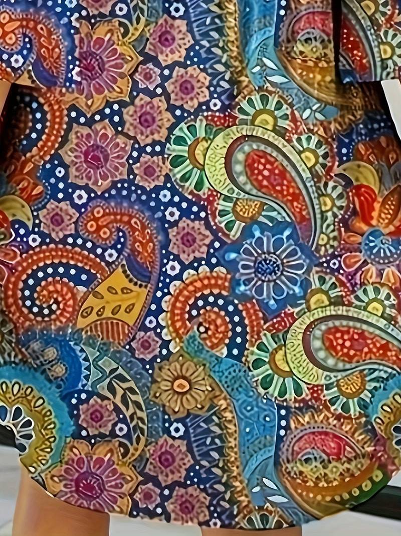 Sexy Paisley Kleid Rundhalsausschnitt