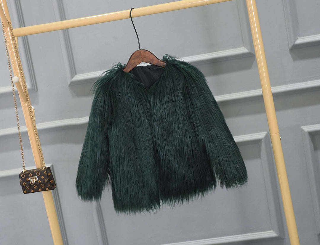 Damen Luxuriöser Kunstpelzjacke mit voluminösem Kragen Heidi-Mode