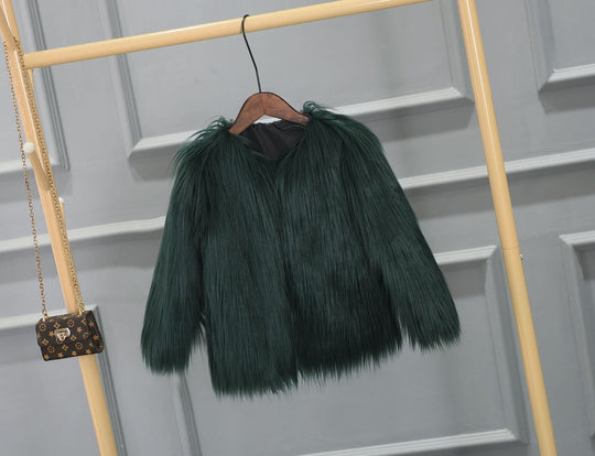 Damen Luxuriöser Kunstpelzjacke mit voluminösem Kragen Heidi-Mode