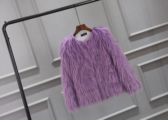 Damen Luxuriöser Kunstpelzjacke mit voluminösem Kragen Heidi-Mode