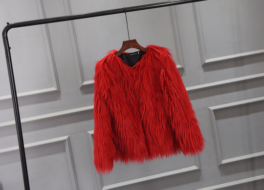 Damen Luxuriöser Kunstpelzjacke mit voluminösem Kragen Heidi-Mode