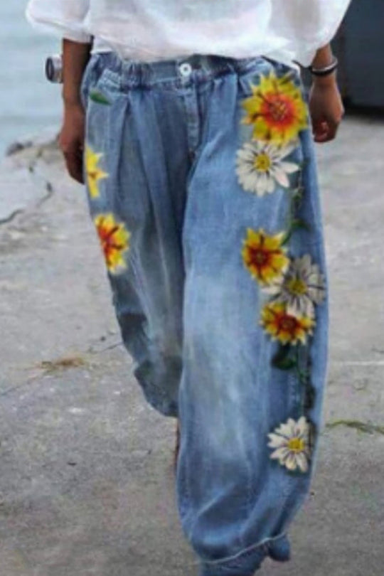 Heidi-Mode | Bohemian Floral Gedruckte Übergroße Harem-Hose