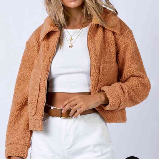 Heidi-Mode | Langarm Kragen Sherpa Jacke