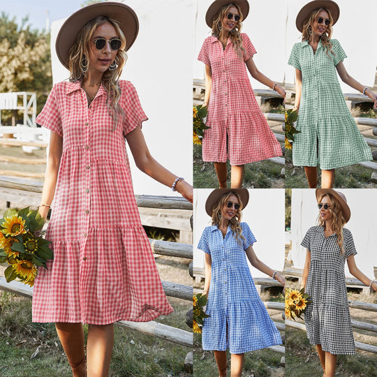 Heidi Mode | Hemdkragen kariertes Kleid