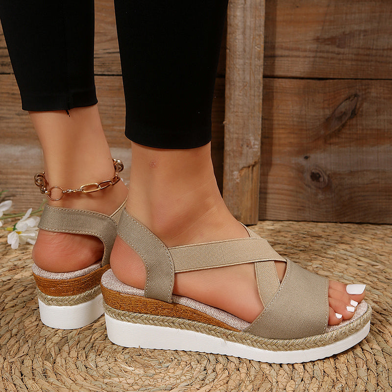 Heidi-Mode | Keilsandalen Kreuzriemen Plateau Gladiator