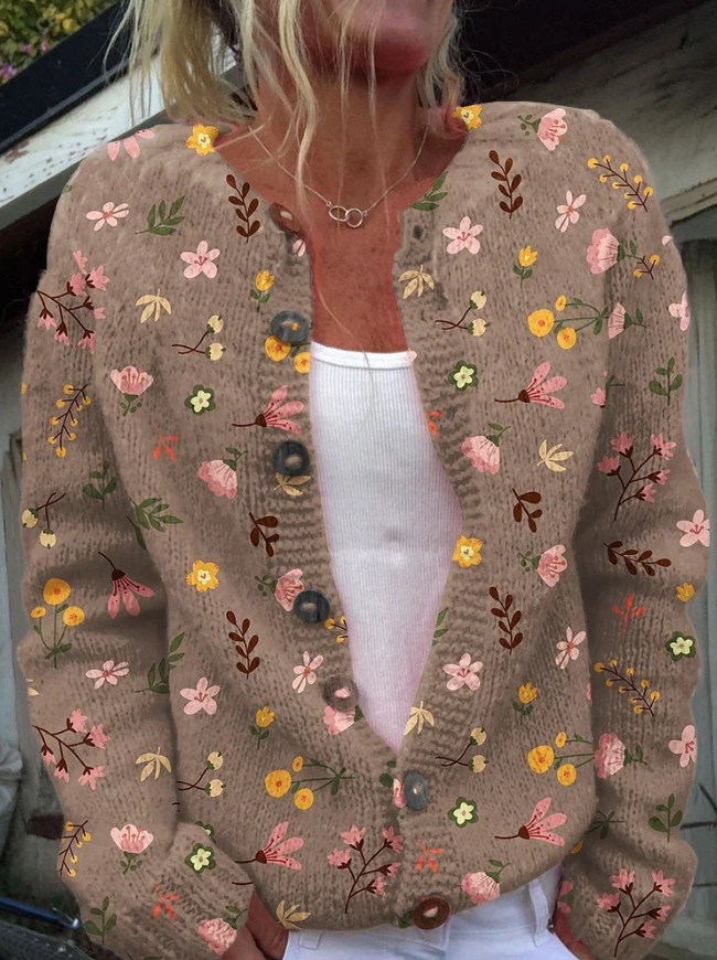 Heidi-Mode | Damen Floral Strickjacke