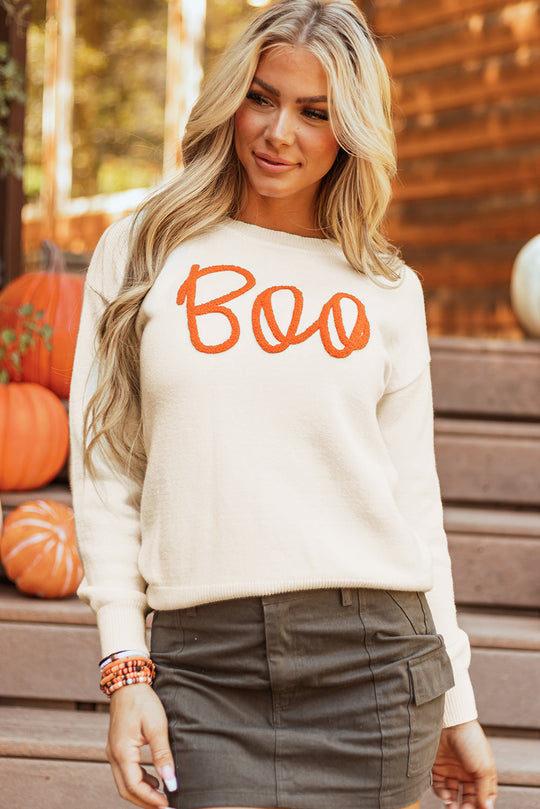 Boo Strickmuster Gerippter Rand Drop Shoulder Pullover