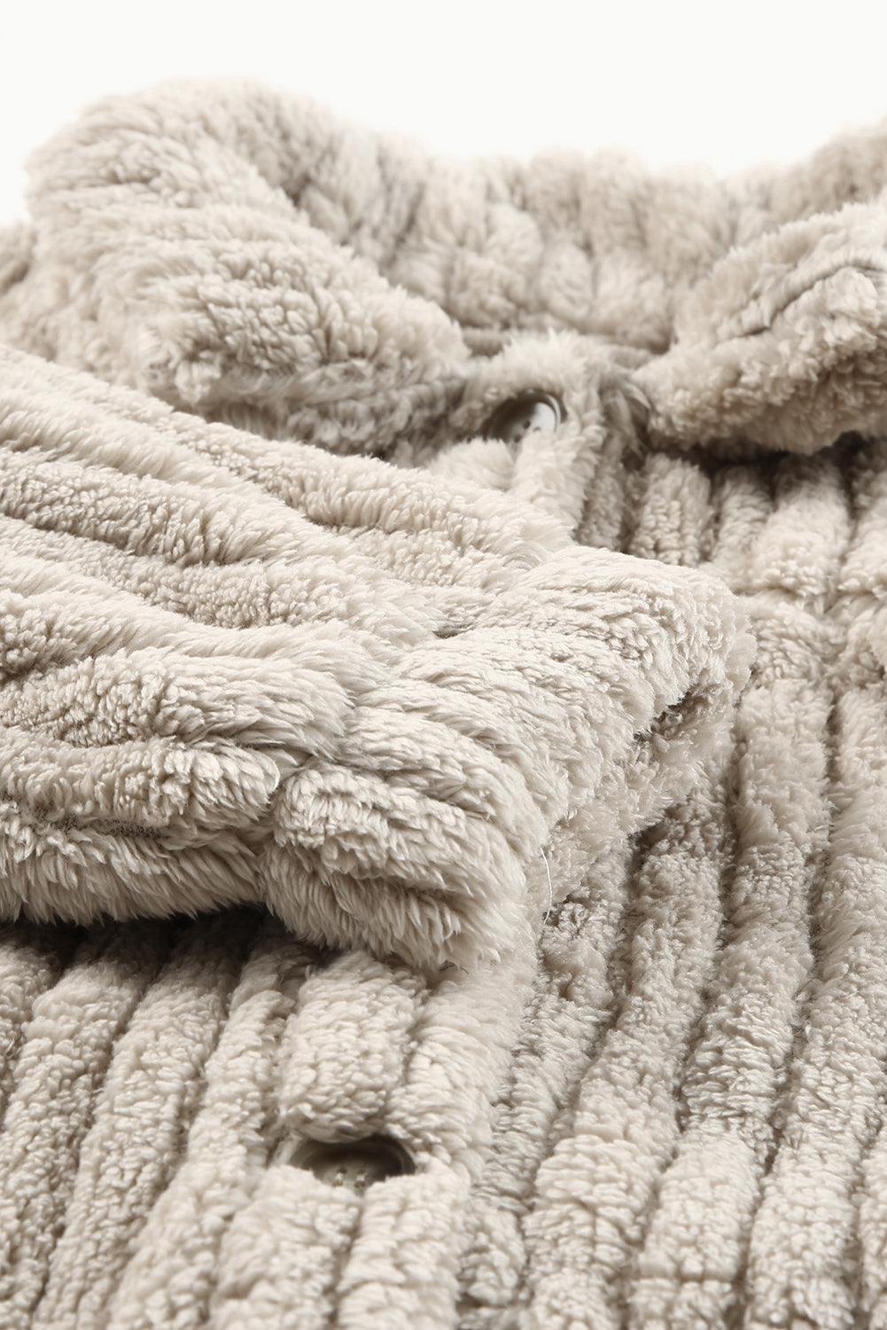 Unifarbene Plüsch Fleece Jacke Mit Knopfleiste