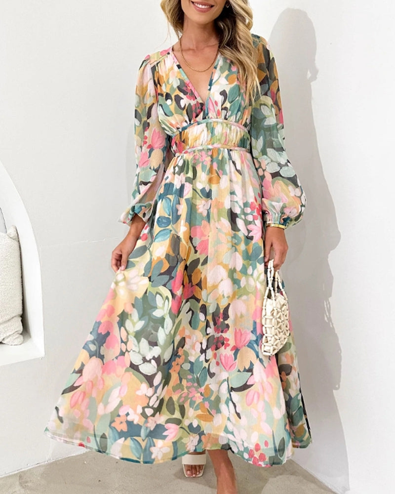 Heidi-Mode | Boho Blumen Maxi Kleid